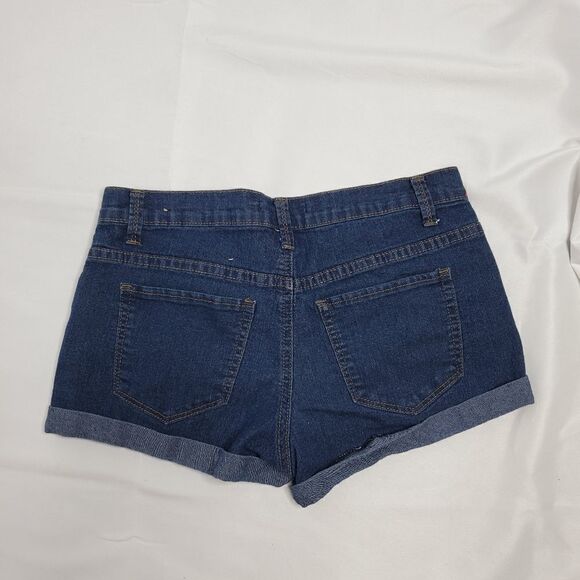TWO pairs of denim blue jean cuffed stretch shorts 27 - Picture 10 of 12